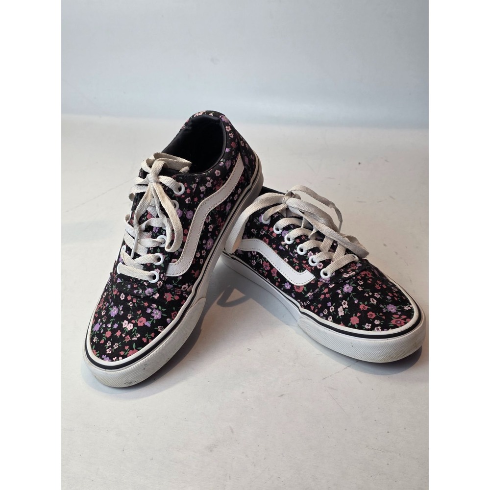 Vans Women's Sneakers Size 7.5 Black Red Purple Floral Casual Skate Shoes - Picture 4 of 10